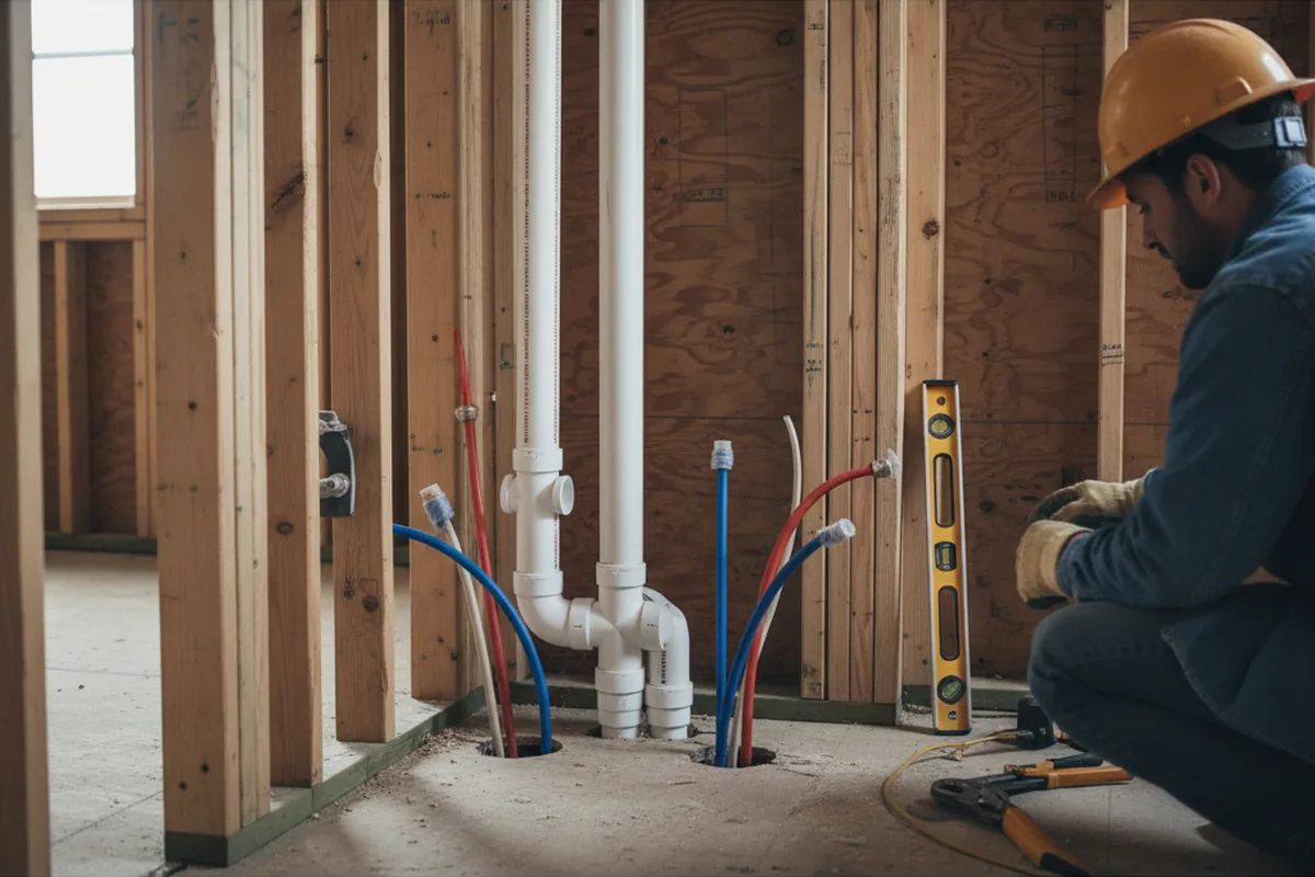 Drain and supply rough-in during Leak Detection in Ridgefield Park