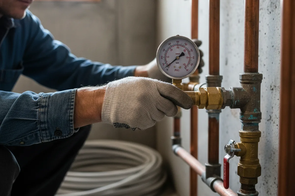 Pressure testing a repaired line during Water Line Repair in Ridgefield Park